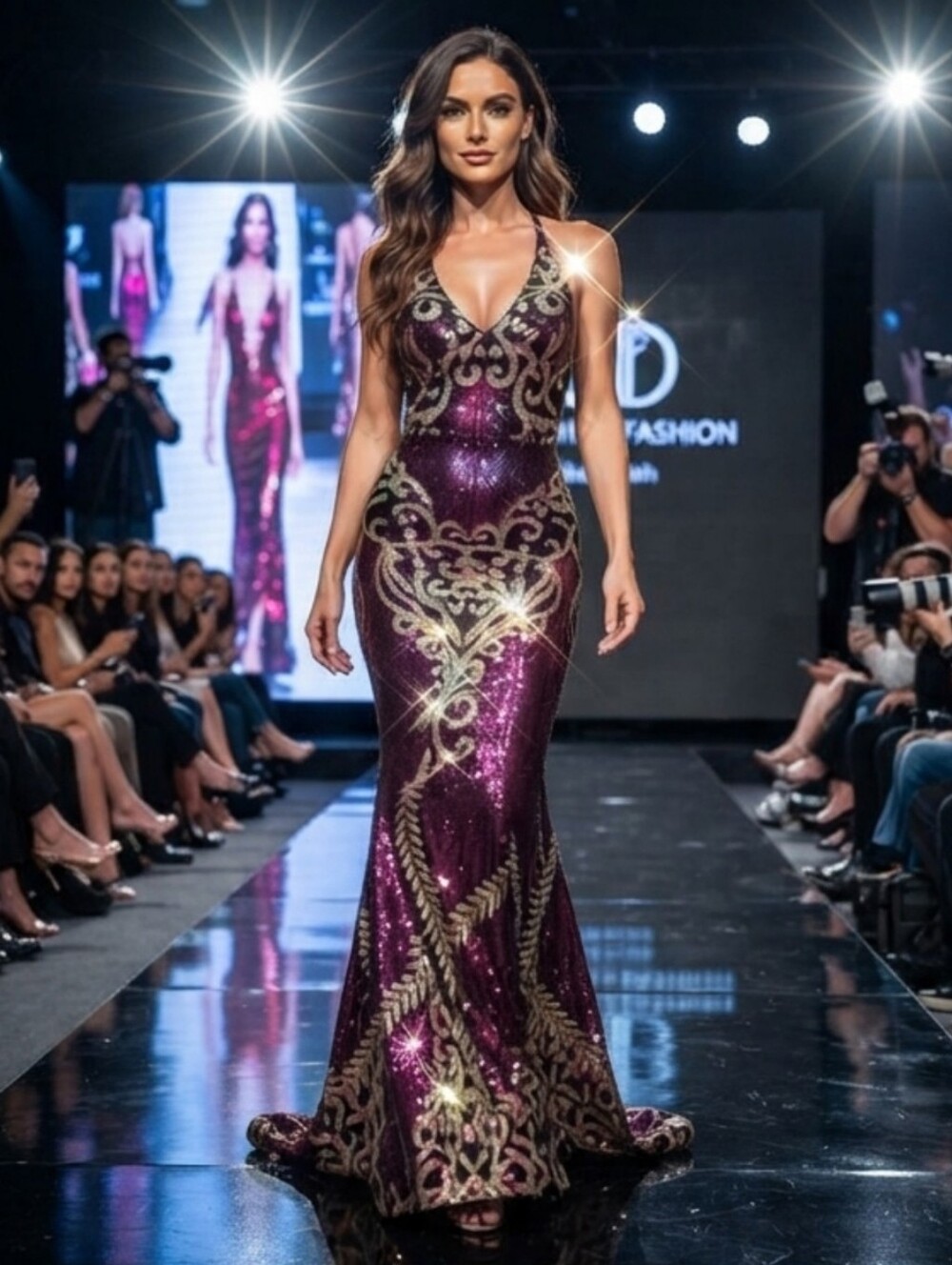Multicolor Baroque Spaghetti Strap, backless, Crisscross, Mermaid Maxi …